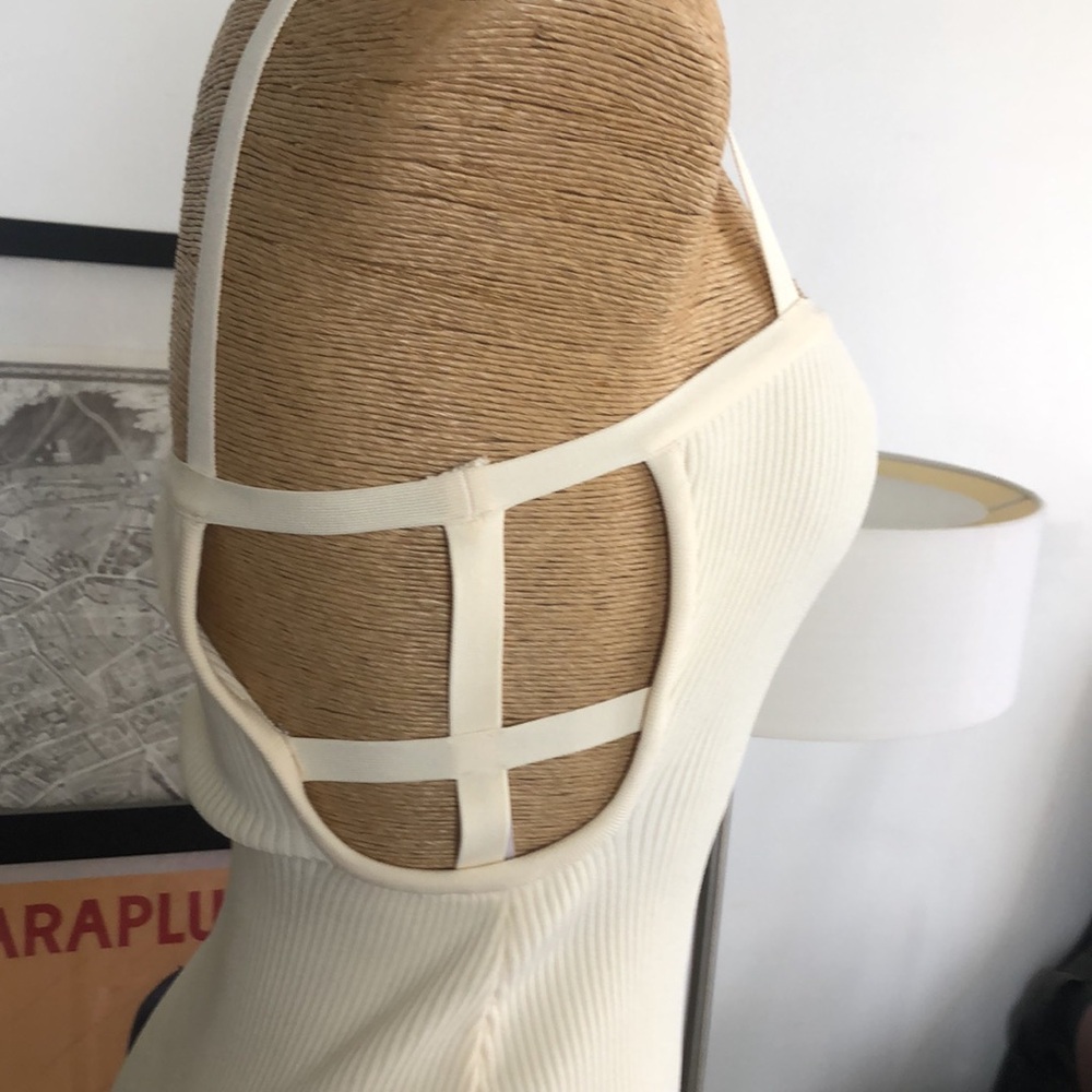HERVE by Herve LEGER Cream Ribbed Dress Size S - Picture 3 of 12